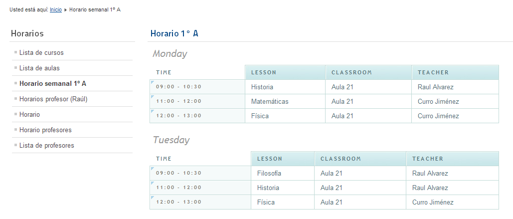 schedule school joomla25 19