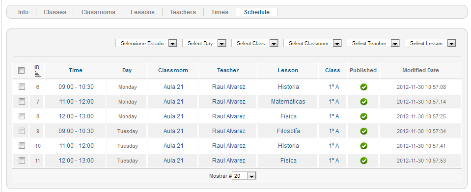 schedule school joomla25 12