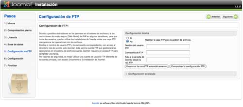 Configuracion FTP Joomla